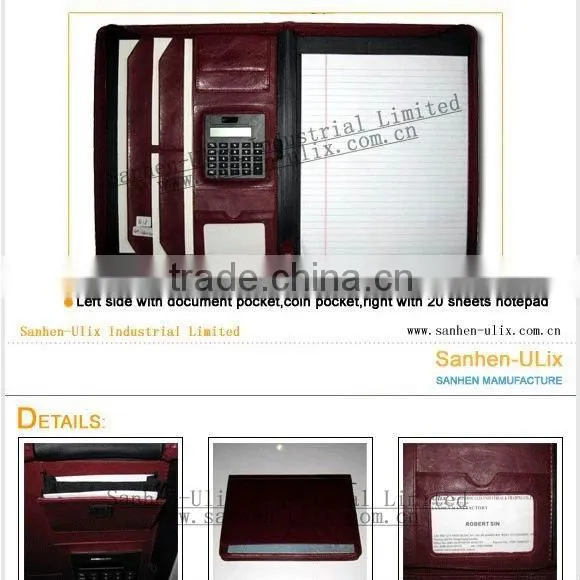 PU MATERIAL WRITING FOLDER WITH CALCULATOR