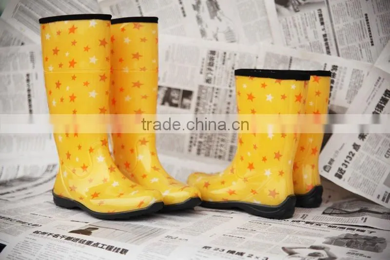 Yellow fashion rubber rain boots