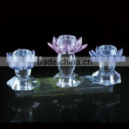 2016 wholesale crystal lotus candle holder for home decor