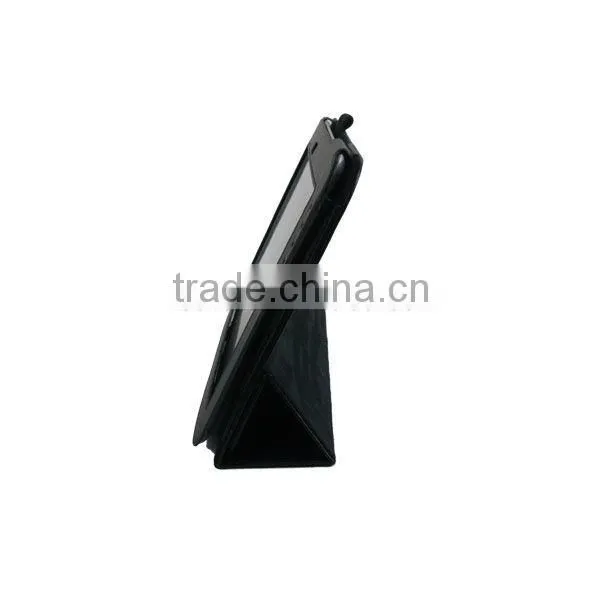luxury leather case for Samsung tab/tab2 n8000 Three-Fold leather stand