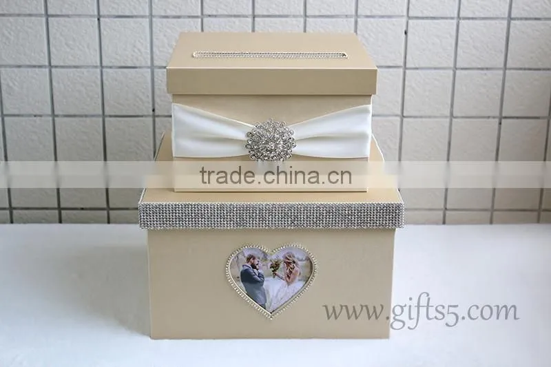 Elegant wedding gift card box in handmade