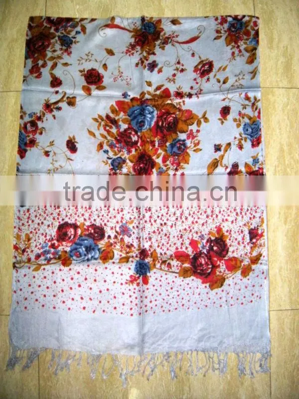 Viscose Rose Flower Print Ladies Shawls 2013
