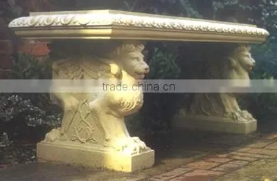 rustic curved sandstone marble bench