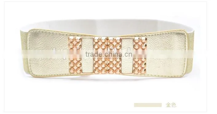 fashion metallic gold belt wide leather belt for girls and women