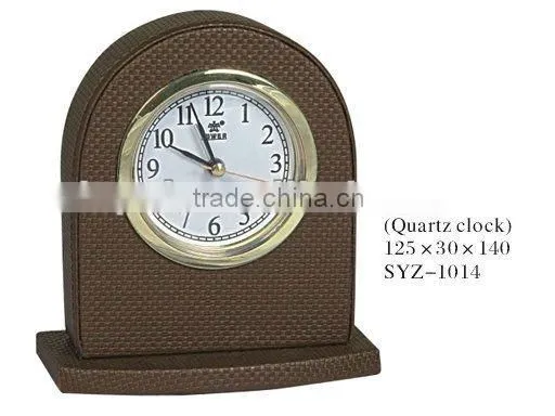 Hotel Supplies Faux Leather Covered Quartz Clock Personalized