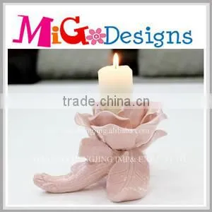 Fashionable Bird Design OEM Dolomite Ceramic Blue Candle Holder