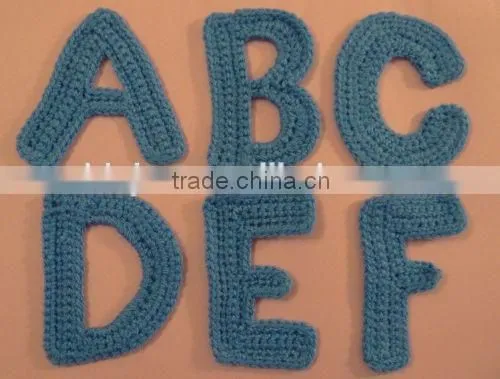 Hand crocheted letters ABC in violet- applique, embellishment, craft