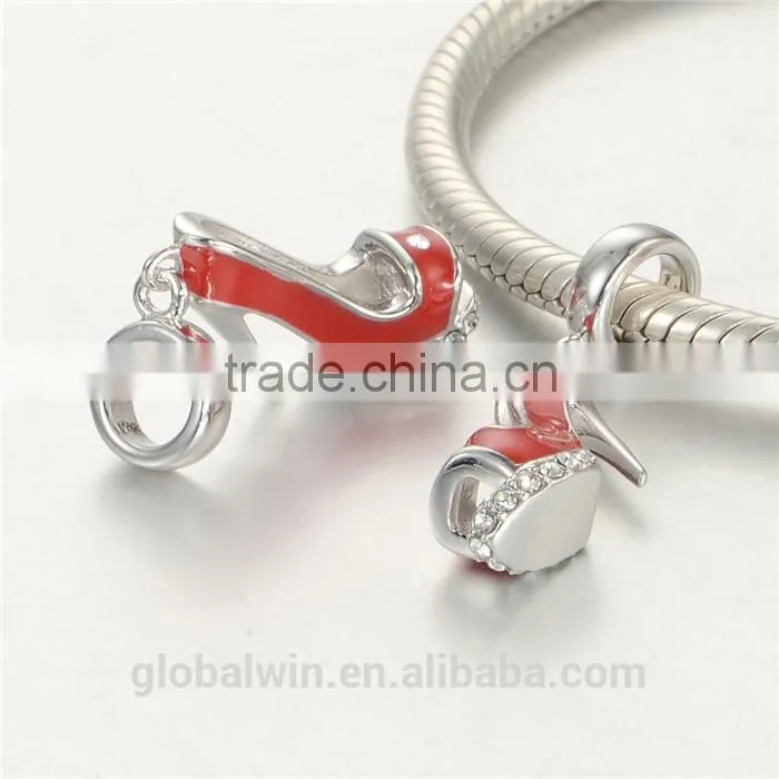 High-Heeled Shoes Metal Charms European Charm Bracelet Necklace 100% Real 925 Sterling Silver S190 Aaa Cubic Zirconia