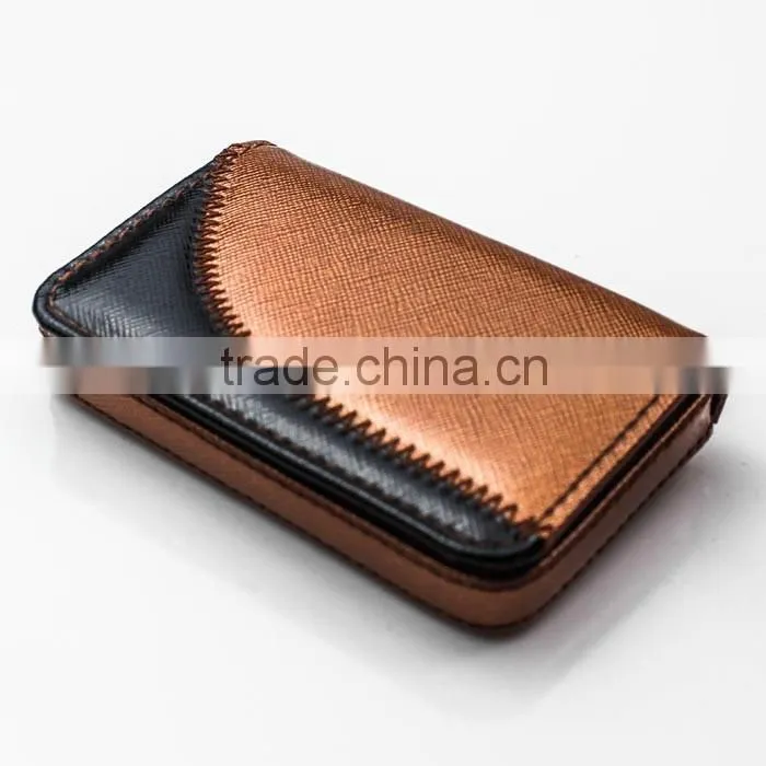 Luxury gold color credit card holder with PU leather material as promotional gift