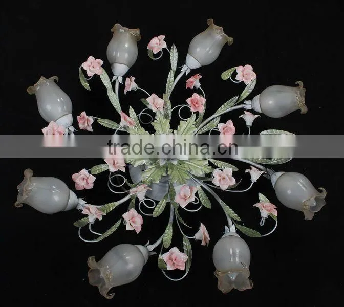 Natural double glass shade metal art table lamp