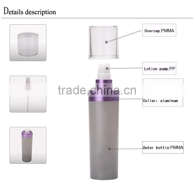high quiality plastic liquid bottle cosmetic packaging acrylic lotion bottle cone shape