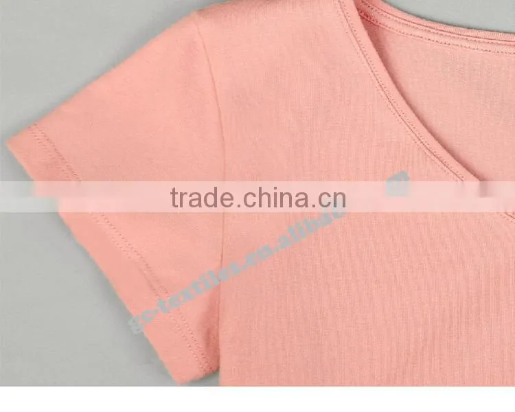 Short Sleeve V-Neck Women's Cotton/Spandex Sport T-shirt