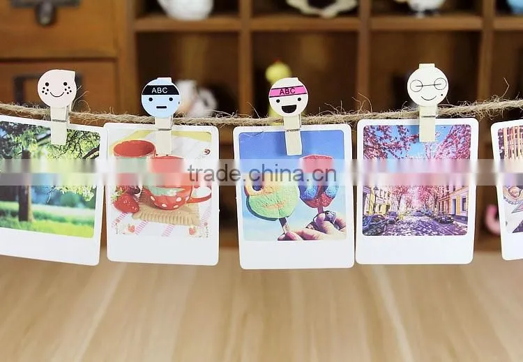 Cute cartoon face name card clip wooden postcard clip /photo clip