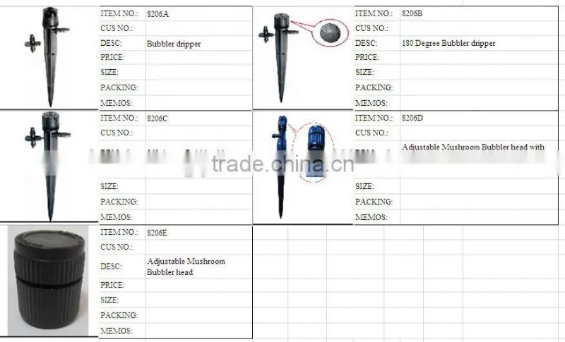 Drip irrigation system 180 Degree Bubbler dripper