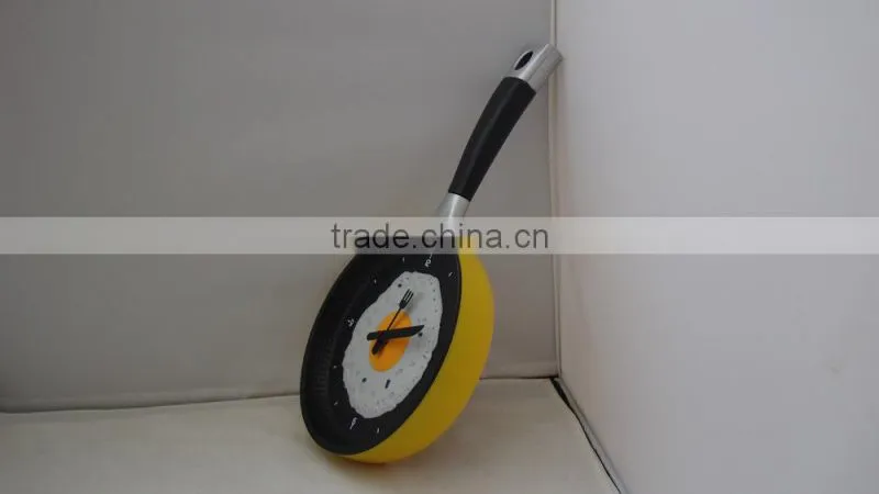 2015 newest frying pan clock pan wall clock noverlty wall clock home decor pan clock promotion clock gift clock kithchen clock