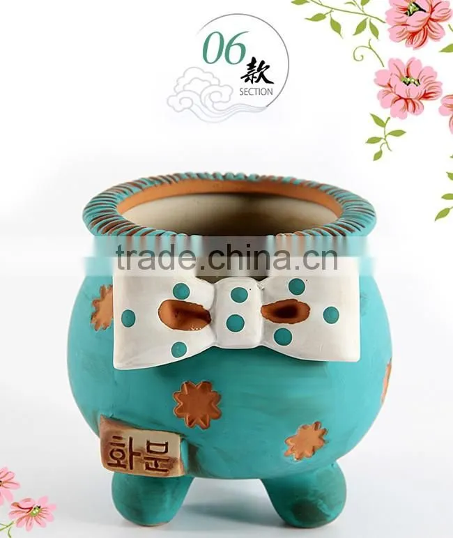 Korean style hand painting ceramic small decorative flower pots
