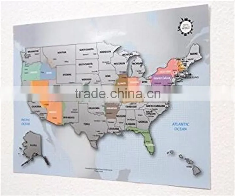 Personalized Scratch-off Us Map the United States of America A4 Size Poster Travel Silver Layer