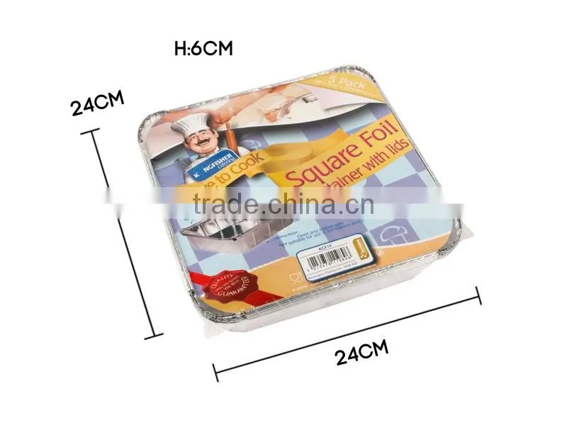 Square Foil Containers with Lids(12 Pack)