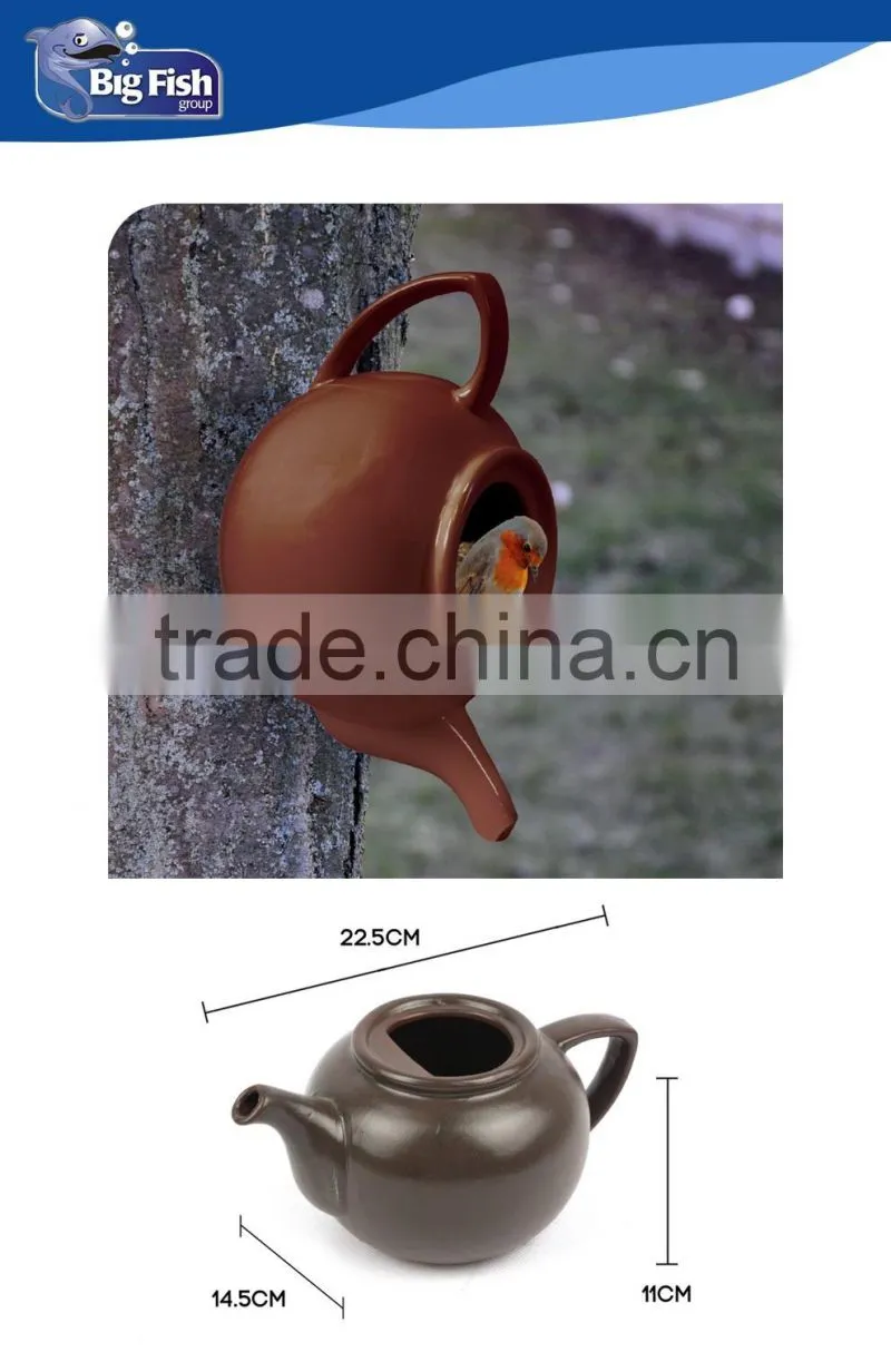 Teapot Nester Robin Bird House Egg Nesting Box Garden Ceramic Wall