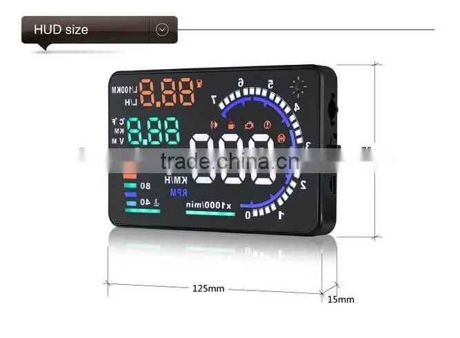 2016 New 5.5" Screen A8 Auto Car HUD Head Up Display KM/h & MPH Overspeed Warning Alarm System Car Speed Head UP LED Display