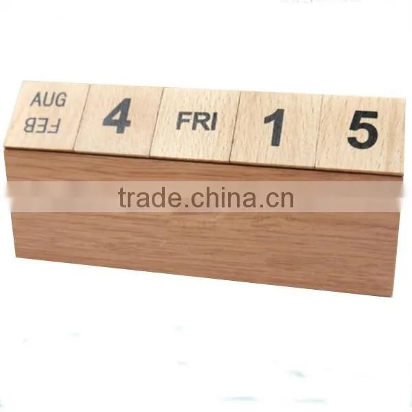 2017 Fashion Hot Sales Custom Beech Solid Wood Box Calendar,Custom Wood Table Calendar