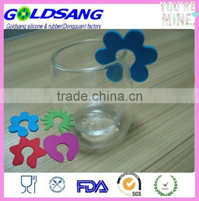 heart shape silicone wine glass markers