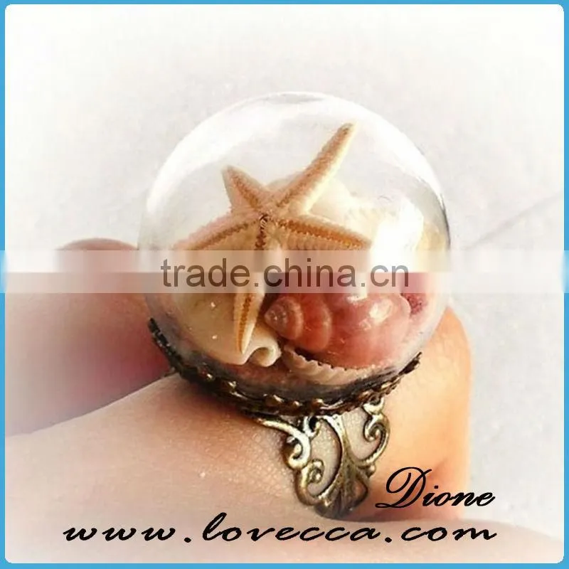 Fashionable dome glass cover handmade clear glass cover rings