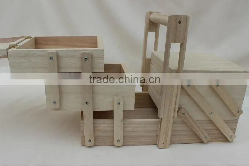 refined wooden sewing box with lid