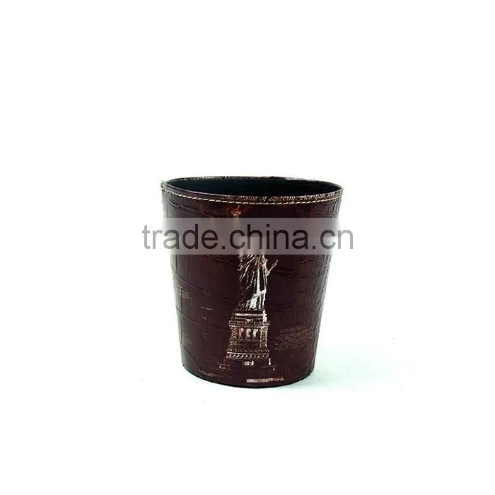 High Quality Waste Bin Faux Leather Trash Can For Home/Office/Hotel