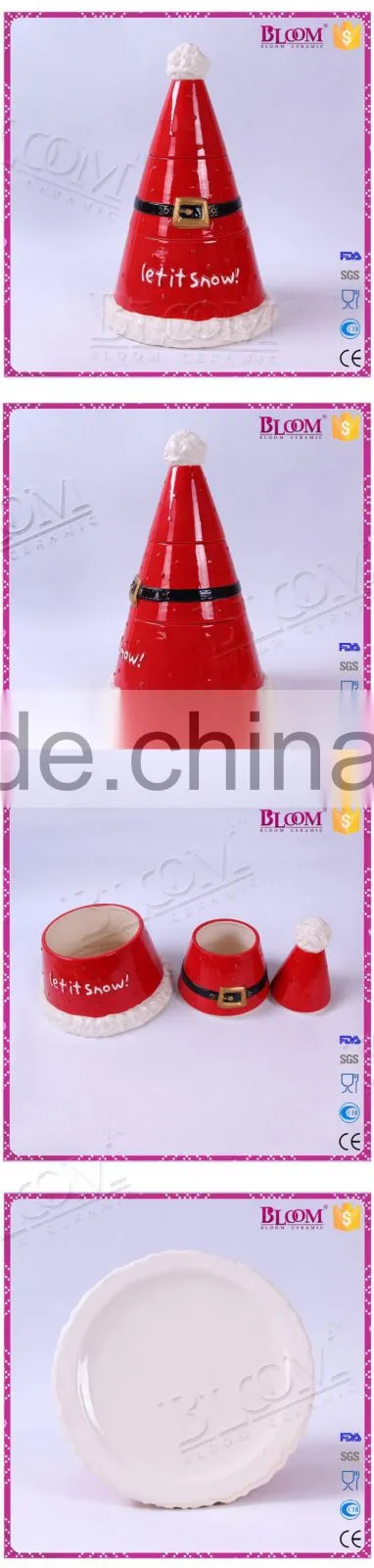 Three layers desgin hat shape desgin christmas ceramic decorations