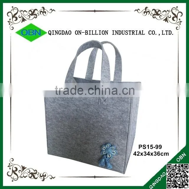 Large handmade grey cheap foldable felt shopping bag