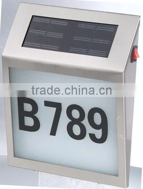FQ-531 Cheap Solar Powered LED Doorplate Light,House number light,most powerful plaques,battery powered led