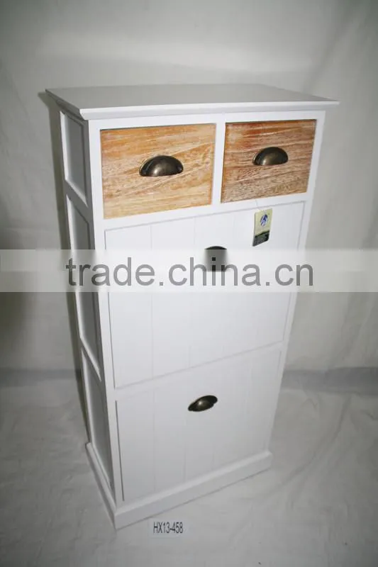 brown white wood storage shoe cabinet