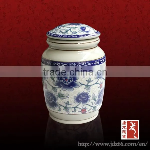 White snow design tea caddy ceramic spice container