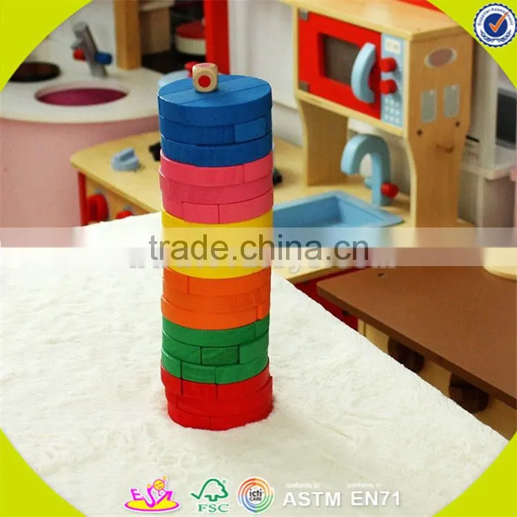 wholesale colorful baby stacking blocks wooden promotional bricks toy top fashion wooden baby stacking blocks toy W13D119