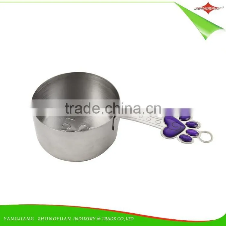 ZY-L1022 4pcs stainless steel measuring cup set with lovely doggy footprints handle