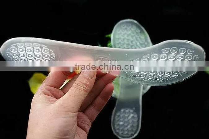 Feet Massage Gel Insoles with Arch Support /Silicone Massaging Shoe Insoles Language Option French /comfortable gel insole/