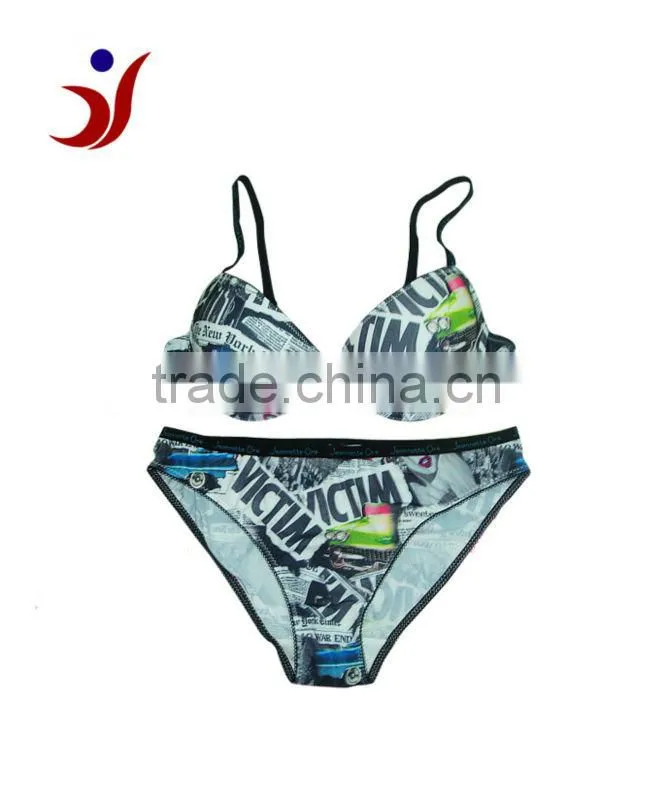 2013 ladies fashion europe standard printed underwear bra set