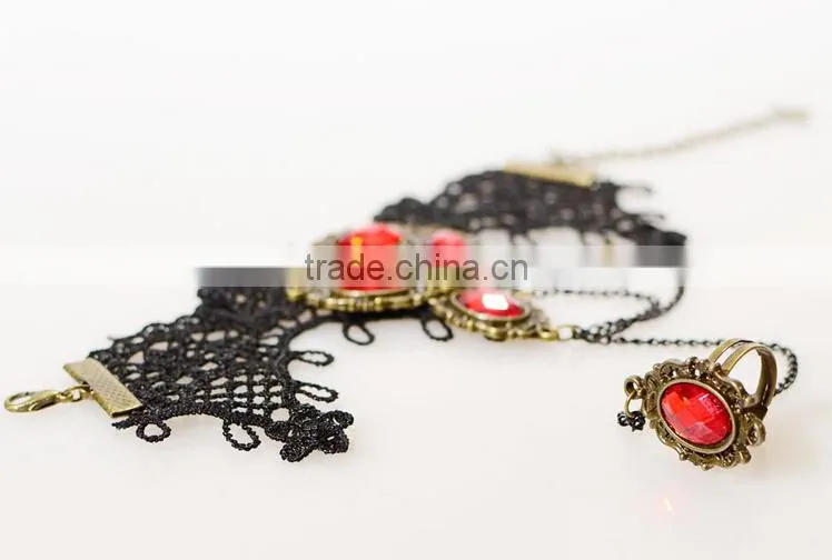 Festival jewelry set American elegant red diamond bracelet and ring set
