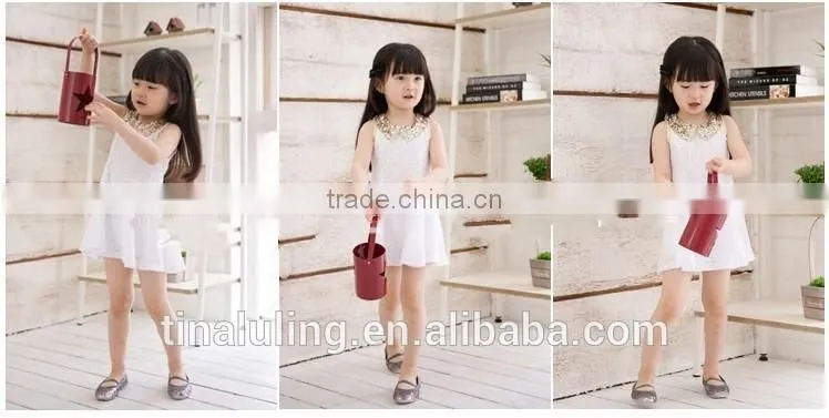 fashion new summer girls dresses kids sequin collar lace dress 2 colors baby dress kids clothes