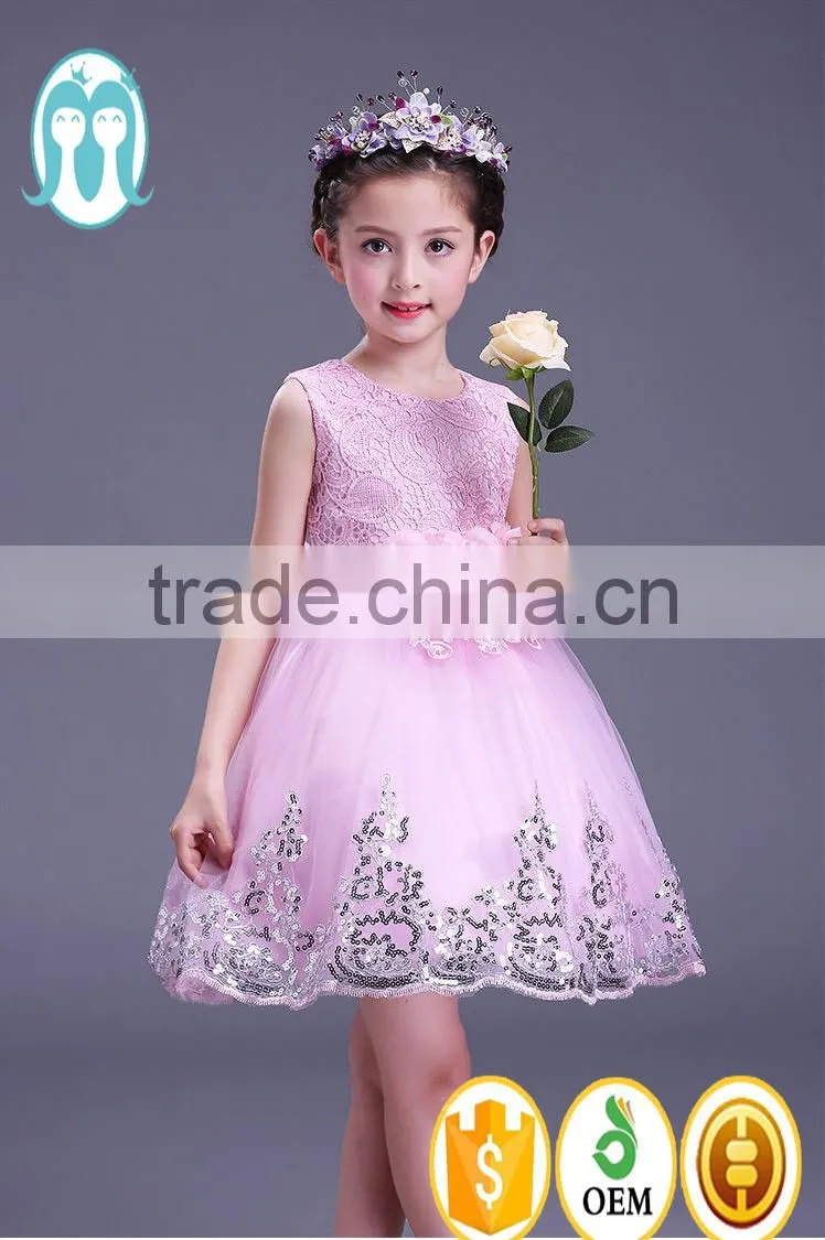 Cheap Vietnam Girls fancy dress pink princess party dresses flower shining Performance girls Fluffy dress