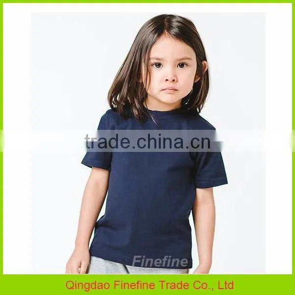 2017 Latest Girls Top Design Cotton Knitted Blank Printed Little Girl T Shirt