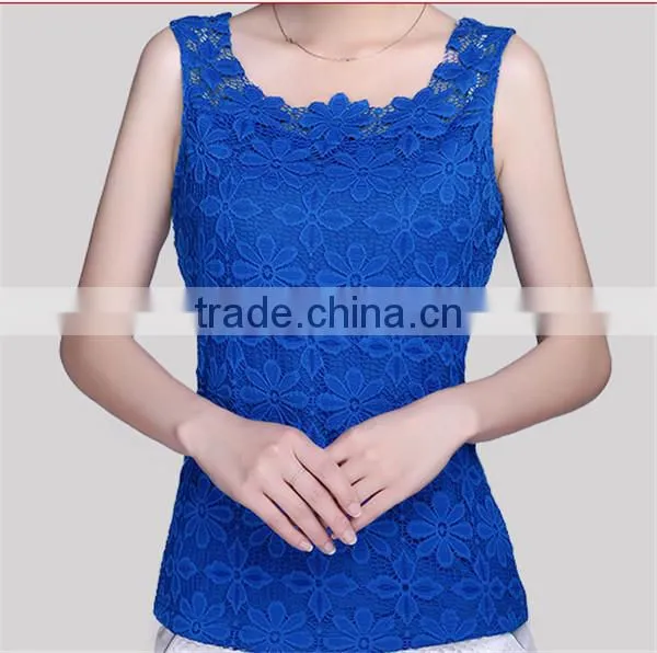 New Style Solid Color Lace crochet Women's Tank Top