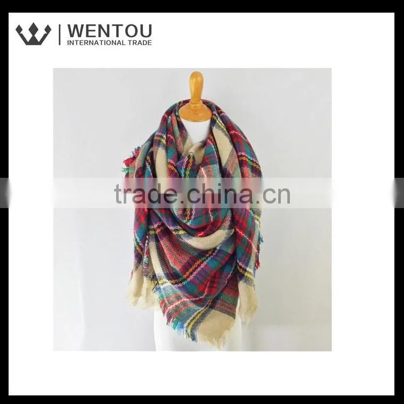 New Design Women's Cashmere Feel winter Plaid Scarf