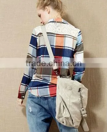 women cotton blouses/2013 cheap plaid shirts