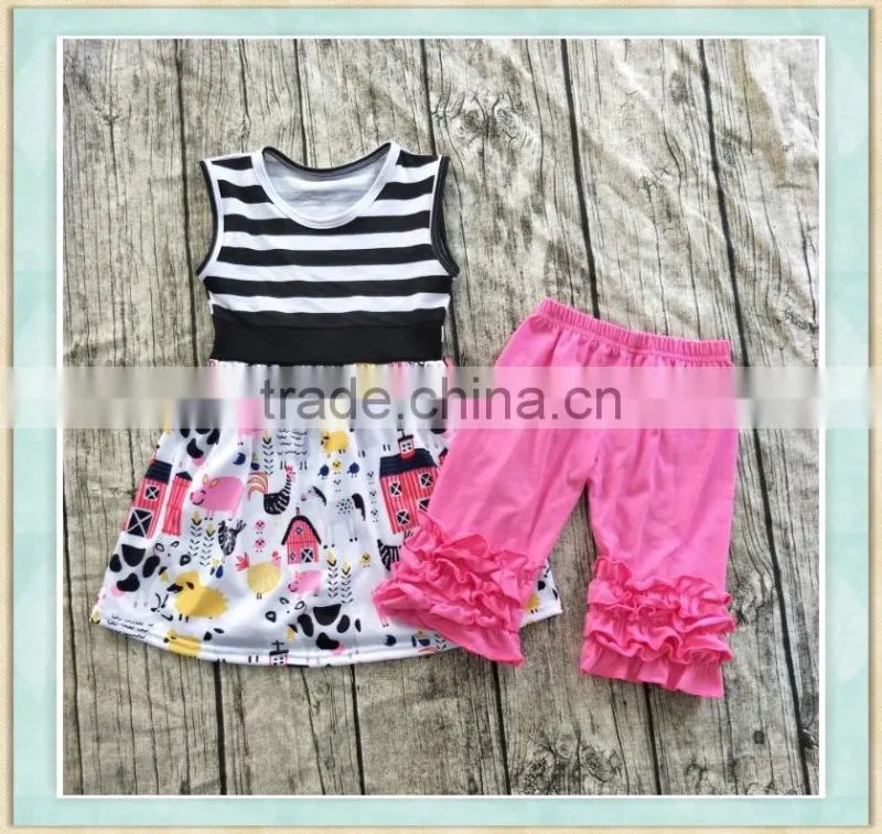 2017factory wholesale hot sale girl's back to school summer clothing