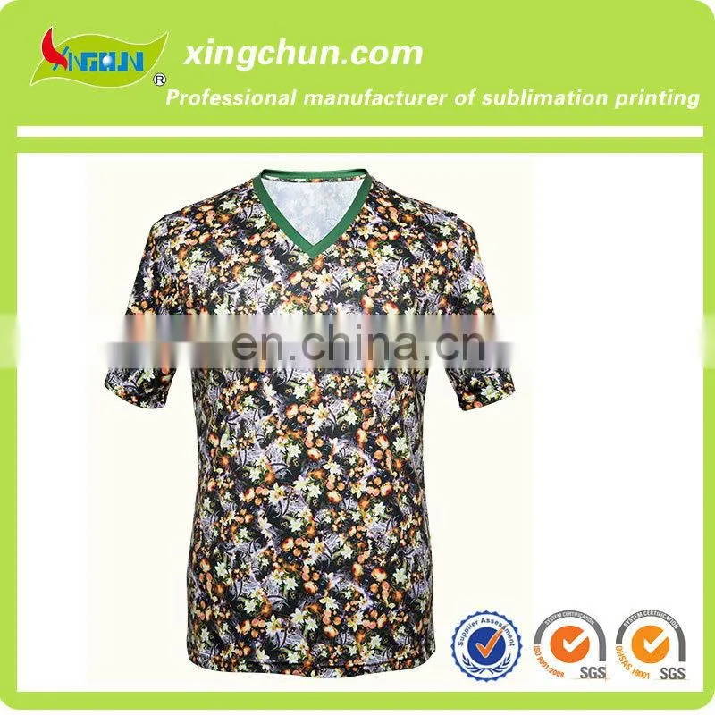 100% Polyester full color print T-shirt without MOQ