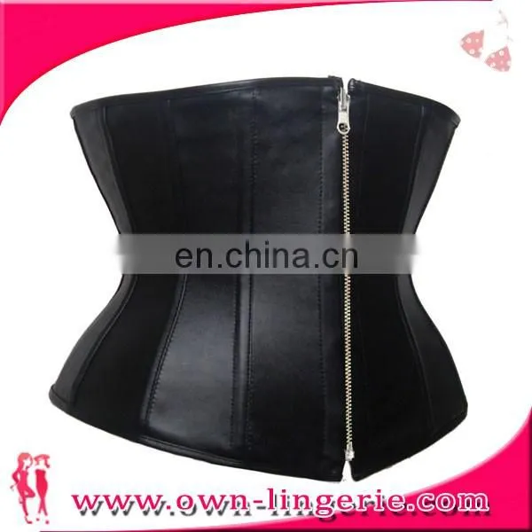 china Manufacture Zipper PU leather Body Slimming Corset