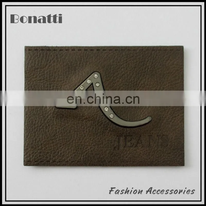 Debossed small size metal leather label for jeans and bags