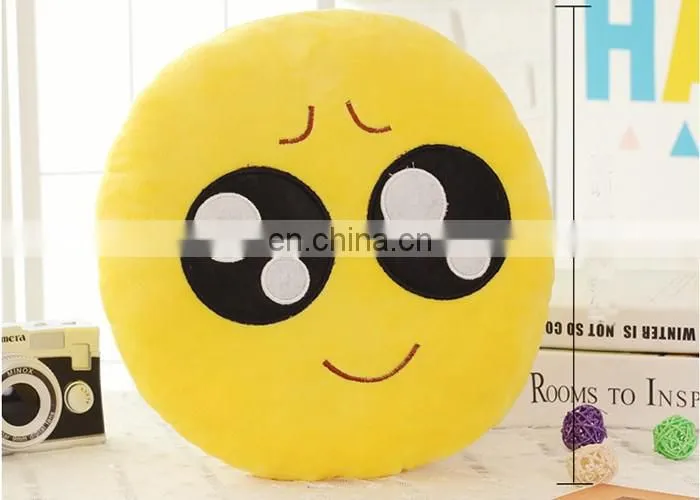 Cute custom stuffed whatsapp emoji yellow round pillow plush toy